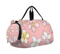 Borsone da palestra con motivo floreale con narcisi e petali di pesca, con scomparto per scarpe, leggero, per bambini, per viaggi, nuoto, danza, balletto