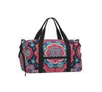 Borsone da palestra con motivo floreale mandala, per uomini e donne, etnico, da viaggio, con scomparto per scarpe, impermeabile, per sport, per la notte, danza, yoga, borsa da portare con sé