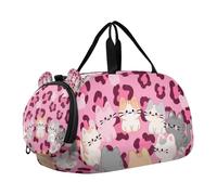Borsone da palestra con motivo leopardato rosa con papillon e scomparto per scarpe, grande capacità, per viaggi, sport, fitness e allenamento