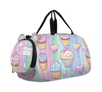 Borsone da palestra con motivo torte pastello con strisce arcobaleno e scomparto per scarpe, leggero, per viaggi, sport, fitness e allenamento
