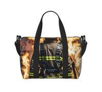 Borsone da palestra con paillettes dorate luccicanti per uomini e donne, borsa da viaggio per la notte con scomparto per scarpe borse da allenamento, Fiamma del vigile del fuoco, Taglia unica, Borsone