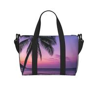 Borsone da palestra con paillettes dorate luccicanti per uomini e donne, borsa da viaggio per la notte con scomparto per scarpe borse da allenamento, Palma Sole Viola, Taglia unica, Borsone da viaggio