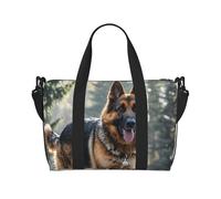 Borsone da palestra con paillettes dorate luccicanti per uomini e donne, borsa da viaggio per la notte con scomparto per scarpe borse da allenamento, Pastore Tedesco, Taglia unica, Borsone da viaggio