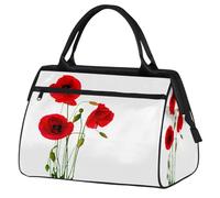 Borsone da palestra con papavero per uomo e donna, borsone sportivo da viaggio con papavero primaverile, impermeabile, per il fine settimana, borsa leggera da portare con sé