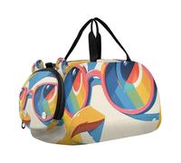 Borsone da palestra con pinguino arcobaleno con scomparto per scarpe, multifunzionale, per viaggi, nuoto, danza, balletto