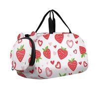 Borsone da palestra con scomparto per scarpe, leggero, con cinghia regolabile, per viaggi, sport, weekend, con fragola, stile country, San Valentino