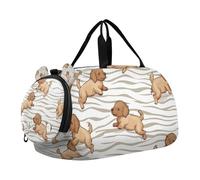 Borsone da palestra con simpatico cartone animato cuccioli marroni a righe con scomparto per scarpe borsone da viaggio multifunzionale con cinghia regolabile per viaggi, nuoto, danza, danza
