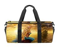 Borsone da palestra con sirena marina principessa con nave fantasma borsa da palestra fitness borsa da viaggio borsa tote borsa attrezzatura per donne uomini, Multicolore, 17.7x9x9 inch
