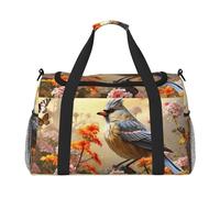 Borsone da palestra con stampa di girasole per uomo e donna borsa da notte con scomparto per scarpe borse da viaggio per allenamento, Gli uccelli del passero cantano, Taglia unica, Borsone da viaggio