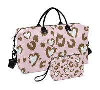 Borsone da palestra con stampa leopardata pesca e bianco, borsa da palestra con borsa da toilette per sport impermeabile