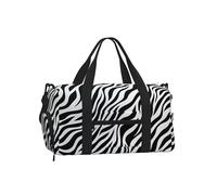 Borsone da palestra con stampa zebrata per uomini e donne, borsone da viaggio con scomparto per scarpe, borsa da viaggio per il fine settimana con motivo a pelle di animale, impermeabile, per sport
