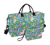 Borsone da palestra con tracolla regolabile per escursioni multifunzionali, Unicorni dai colori vivaci