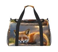 Borsone da palestra con uccelli corvi, per uomo e donna, borsa da notte con scomparto per scarpe, borse da viaggio per allenamento, Una volpe addor, Taglia unica, Borsone da viaggio