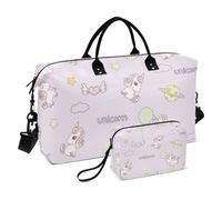 Borsone da palestra con unicorni viola carini cartoni animati borsa da viaggio borsa da palestra con borsa da toilette per allenamento pieghevole, Cartone animato carino unicorno viola, 1 size