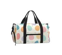 Borsone da palestra con uova di Pasqua a pois, per uomini e donne, colorato, per il fine settimana, con scomparto per scarpe, impermeabile, per sport, notte, danza, yoga, borsa da portare con sé
