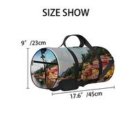 Borsone da palestra con vista panoramica sul lago di Como, Varenna, verde, con tracolla, cerniera, 2 tasche laterali, per uomo e donna, borsa da viaggio e da viaggio