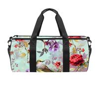 Borsone da palestra, da uomo, borsone da palestra, borsa da viaggio, borsa da weekender, fiore colibrì peonia, Motivo 1124, 45x23x23cm(17.7x9x9in)