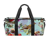 Borsone da palestra, da uomo, borsone da palestra, borsa da viaggio, borsa da weekender, fiore colibrì peonia, Motivo 1125, 45x23x23cm(17.7x9x9in)