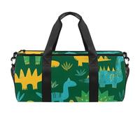 Borsone da palestra, da uomo, borsone da palestra, borsa per il weekender notturno, motivo con ossa di dinosauro, animali in stile cartone animato verde, Motivo 221, 45x23x23cm(17.7x9x9in)