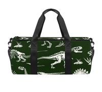 Borsone da palestra, da uomo, borsone da palestra, borsa per il weekender notturno, motivo con ossa di dinosauro, animali in stile cartone animato verde, Motivo 219, 45x23x23cm(17.7x9x9in)