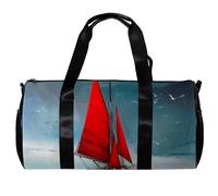 Borsone da palestra, da uomo, per allenamento, weekender, pernottamento, paesaggio, oceano, vela, gabbiano, Fantasia 2691, 45x23x23cm(17.7x9x9in)