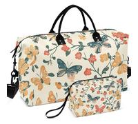 Borsone da palestra da viaggio con stampa all-over con piccola tasca grande capacità per sport e palestra, Farfalla - Bounty Blossom, one size, Retro