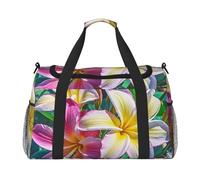 Borsone da palestra hawaiano con fiori colorati per uomo donna borsa da notte con scomparto per scarpe borse da viaggio per allenamento, Fiore colorato hawaiano., Taglia unica, Borsone da viaggio