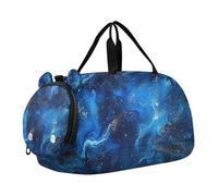 Borsone da palestra in marmo blu con scomparto per scarpe, leggero, da portare con sé, per la scuola, lo sport, i viaggi