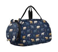 Borsone da palestra in stile nordico con orso blu scuro oro con scomparto per scarpe grande capacità per bambini borsone da notte per viaggi, nuoto, danza, balletto bolsos deportivos para mujer