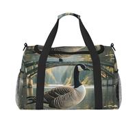 Borsone da palestra invernale con scena della neve per uomo e donna borsa da notte con scomparto per scarpe borse da viaggio per allenamento, Wild Goose sul ponte, Taglia unica, Borsone da viaggio