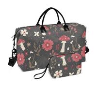 Borsone da palestra, multifunzionale, da viaggio, per la notte, con cinghia regolabile, per viaggi, escursioni, motivo senza cuciture, con fiori agarici, Seamless Pattern Fly Agaric Fiori, 1 Size