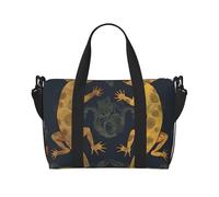 Borsone da palestra nero e bianco a scacchi, per uomini e donne, borsa da viaggio per la notte con scomparto per scarpe borse da allenamento, Lucertole geco, Taglia unica, Borsone da viaggio