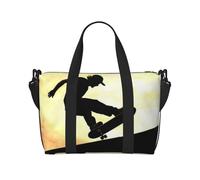 Borsone da palestra nero e bianco a scacchi, per uomini e donne, borsa da viaggio per la notte con scomparto per scarpe borse da allenamento, Skateboard., Taglia unica, Borsone da viaggio