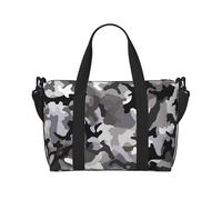 Borsone da palestra nero grigio bianco mimetico per uomo donna borsa da viaggio per la notte con scomparto per scarpe borse da allenamento, Nero Grigio Bianco Camo, Taglia unica, Borsone da viaggio