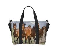 Borsone da palestra nero grigio bianco mimetico per uomo donna borsa da viaggio per la notte con scomparto per scarpe borse da allenamento, Cavalli, Taglia unica, Borsone da viaggio