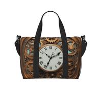 Borsone da palestra nero grigio bianco mimetico per uomo donna borsa da viaggio per la notte con scomparto per scarpe borse da allenamento, Orologio Steampunk Rusty, Taglia unica, Borsone da viaggio