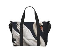 Borsone da palestra nero grigio bianco mimetico per uomo donna borsa da viaggio per la notte con scomparto per scarpe borse da allenamento, Cigno bianco., Taglia unica, Borsone da viaggio