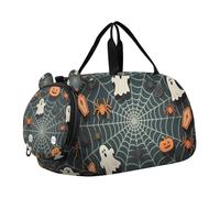Borsone da palestra per bambini con ragnatela nera di Halloween con scomparto per scarpe multifunzionale Weekender borsone per la notte per ragazzi e ragazze