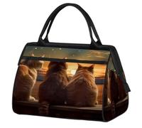 Borsone da palestra per donne e uomini, con grazioso motivo gatti che guardano l'alba, borsone da viaggio con custodia trolley, borsa sportiva impermeabile, borsa da palestra, borsa da viaggio, borsa