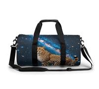 Borsone da palestra per donne e uomini con sfondo galattico e stampa ghepardo, borsone da palestra leggero per viaggi e sport.