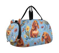 Borsone da palestra per ragazze con bassotto carino e carino, con scomparto per scarpe, multifunzionale, per scuola, sport, viaggi