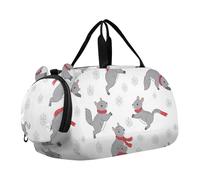 Borsone da palestra per ragazze con motivo a fiocchi di neve con scoiattoli grigi in stile cartone animato con scomparto per scarpe grande capacità per bambini borsa da notte per spiaggia borse da