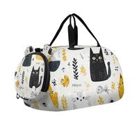 Borsone da palestra per ragazze con sagoma di gatti in stile cartone animato, con scomparto per scarpe, grande capacità, per viaggi, sport, fitness e allenamento