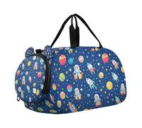Borsone da palestra per ragazzi con astronauti spaziali arcobaleno razzi navi, borsone con scomparto per scarpe, grande capacità, borsa da ballo per la scuola, pratica, sport, viaggi