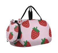 Borsone da palestra per ragazzi con glitter finti con fragole rosa con scomparto per scarpe, grande capacità, borsa da viaggio per scuola, sport, viaggi