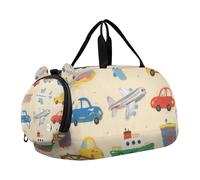 Borsone da palestra per ragazzi con personaggi dei cartoni animati e navi e aerei con scomparto per scarpe, grande capacità, borsone da viaggio, nuoto, danza, balletto