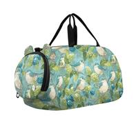 Borsone da palestra per ragazzi e ragazze, con scomparto per scarpe, multifunzione, per il fine settimana, colore: menta, Passero primaverile color menta