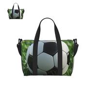 Borsone da palestra per uomo donna nero pastore tedesco borsa da palestra con scomparto per scarpe borse da viaggio leggere borse da notte, Calcio nero, Taglia unica, Borsone da viaggio