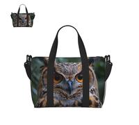 Borsone da palestra per uomo donna nero pastore tedesco borsa da palestra con scomparto per scarpe borse da viaggio leggere borse da notte, Bellissimo gufo, Taglia unica, Borsone da viaggio