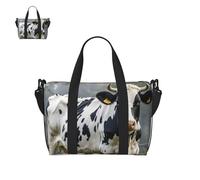Borsone da palestra per uomo e donna con pastore tedesco, borsa da palestra con scomparto per scarpe, borse da viaggio leggere, Mucca maculata, Taglia unica, Borsone da viaggio
